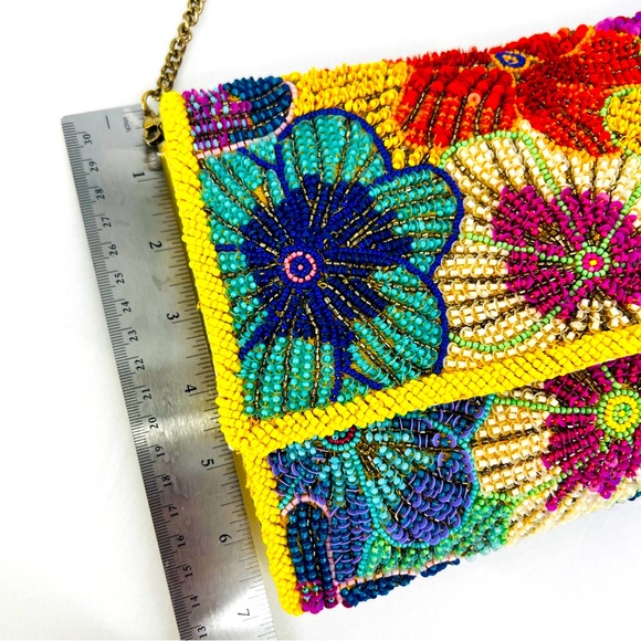 Anthropologie The Fiona Beaded Bag Floral Icon Edition Multicolor Crossbody EUC - Picture 15 of 17